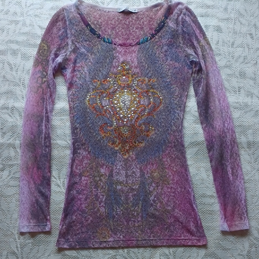 Embellished Pink Long Sleeve Top